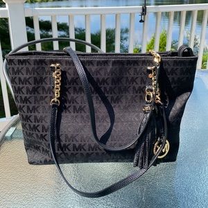 Michael Kors Black canvas MK Tote